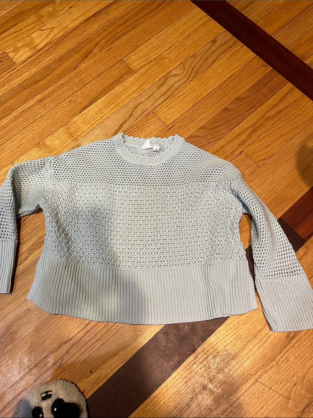 GAP Light Sage Crochet Knit Long Sleeve Tee